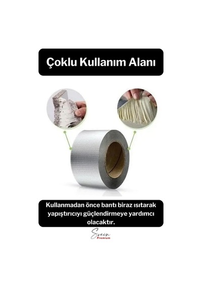 Su Geçirmez Sızdırmaz Alev Önleyici Dayanıklı Sakız Bant 48 Mm X 2 Mt Alüminyum Tamir Bandı