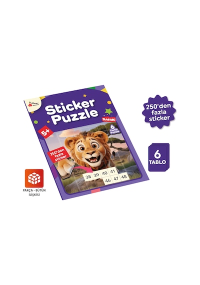 Playever Sticker Puzzle - Safari, Çıkartmalı Yapboz Etkinlik Kitabı