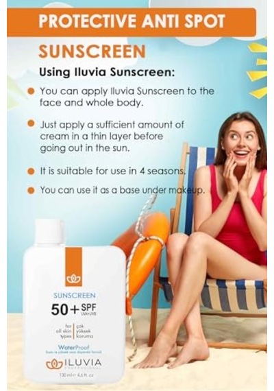 Leke Karşıtı Cilt Tonu Eşitleyici Yüksek Korumalı Yüz Ve Vücut Güneş Kremi 50 Spf 130 Ml 4.6 Fl. Oz