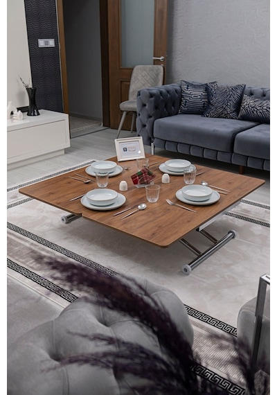Juppo Üst Tabla Mdf Ceviz Oval Köşe Alt Krom Dışa K
