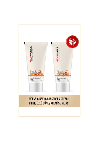 2 Adet Rice & Ginseng Sunscreen Spf50+ Pirinç Özlü Güneş Kremi 50 Ml
