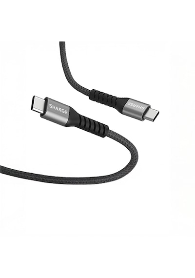 Sharge Örgülü USB-C to USB-C 240W Hızlı Şarj Kablosu - Siyah