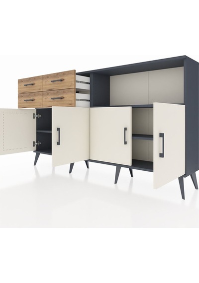 Arges Konsol 4 Raflı 4 Çekmeceli 4 Kapaklı 176x30x99 Antrasit-aytaşı/çam Aytası/atlas Çam - Antrasıt Arges Konsol 4 Raflı 4 Çekmeceli 4 Kapaklı 176x30x99 Antrasit-aytaşı/çam Aytası/atlas Çam - Antrasıt