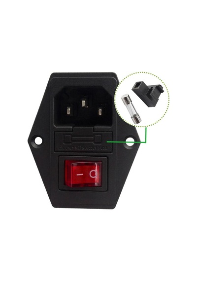 220v Erkek Power Soketi Sigorta Yuvalı Ve Işıklı Açma Kapama Anahtarlı Kulaklıklı Montaj Tip