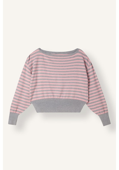 Defacto Regular Fit Kayık Yaka Çizgili Triko Crop Kazak I1628ax26augr422 Gri-gr422