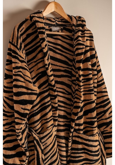 Soley Tiger %100 Pamuk Kadife Kadın / Erkek Unisex Bornoz Renksiz