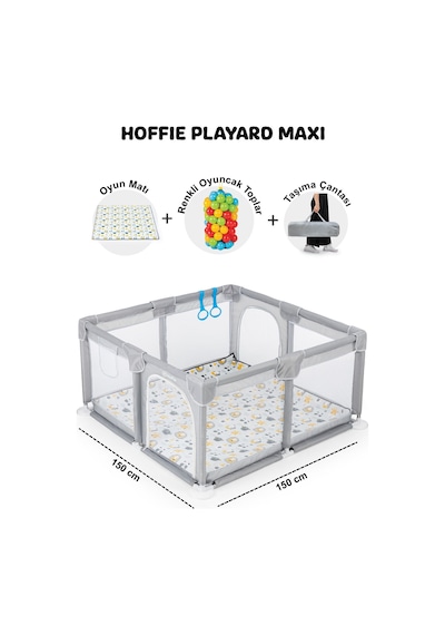 Playard Maxi Güvenli Bebek Ve Çocuk Oyun Alanı Oyun Parkı 150x150cm Oyun Matı Ve Topları Açık Gri Playard Maxi Güvenli Bebek Ve Çocuk Oyun Alanı Oyun Parkı 150x150cm Oyun Matı Ve Topları Açık Gri