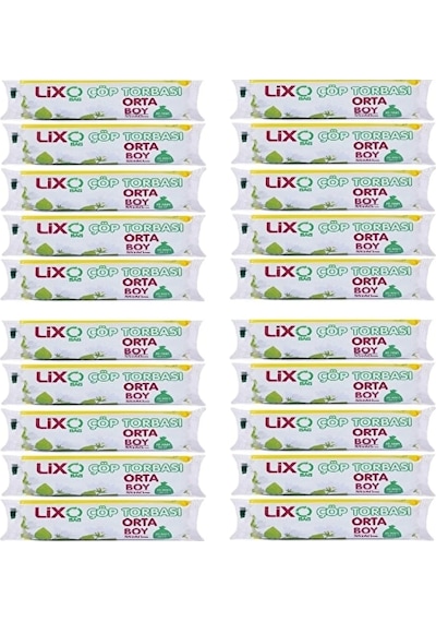 Lixo Orta Boy Çöp Torbası 55 x 60 Cm 20 li Rulo x 20 Paket 400 Ad Lixo Orta Boy Çöp Torbası 55 x 60 Cm 20 li Rulo x 20 Paket 400 Ad