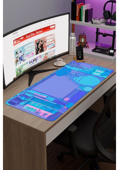 Totoro Anime V3 - 90x40 Xxl Gaming Kauçuk Kaymaz Taban Mouse Pad Fare Altlığı