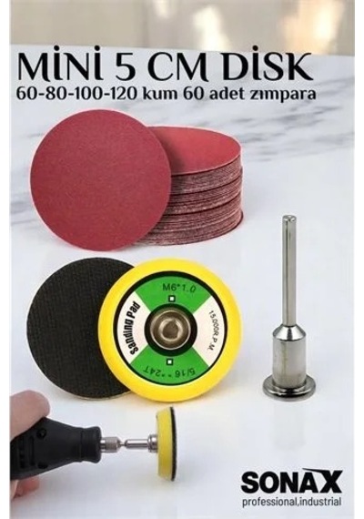 Pimli Mini Cırt Zımpara Taban Seti Gravür Ve Matkap Uyumlu 5 Cm 60 Adet Zımparalı Set 721757