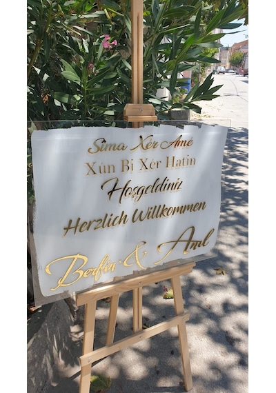 Pleksi Düğün Nişan Doğum Günü Karşılama Panosu