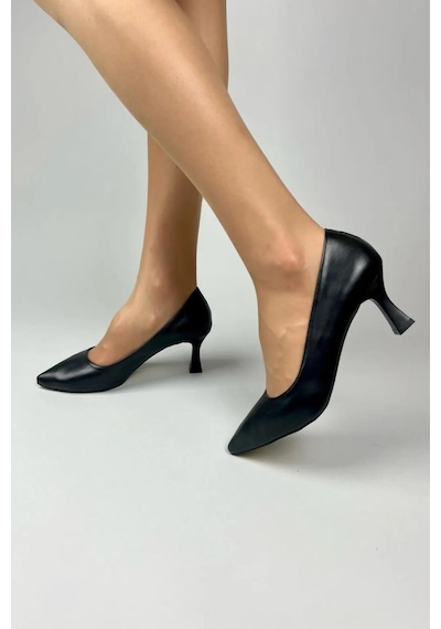 Kadın Sity Siyah Cilt 6 Cm İnce Topuklu Stiletto-siyah Siyah