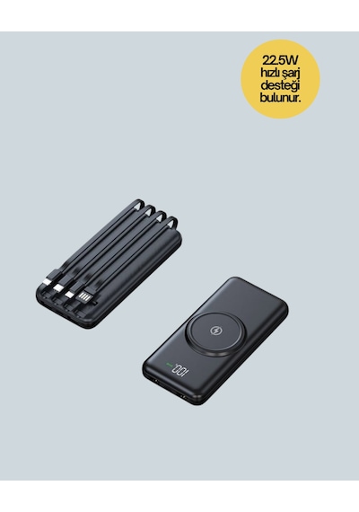 İphone Ve Android Uyumlu 10000mah Powerbank Hem Kablolu Hem Kablosuz
