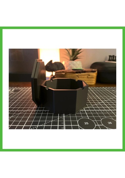 Vaveni 3d Baskı Sekizgen Kapaklı Küllük Menteşeli Rüzgar Ve Koku Önleyici Dekoratif Sigara Küllüğü Siyah Arz