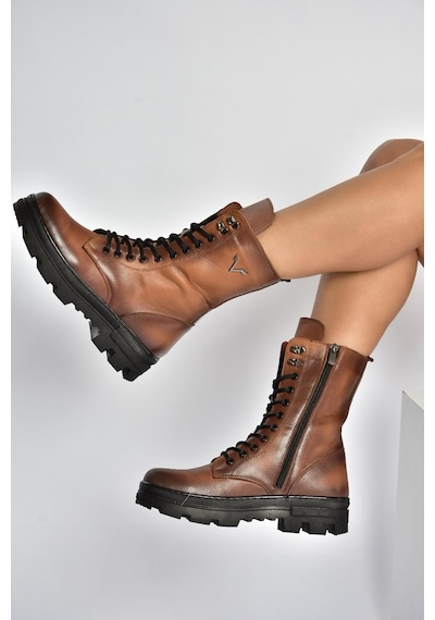 Fox Shoes V999049103 Taba Hakiki Deri Kadın Postal Bot Taba-hakiki Deri