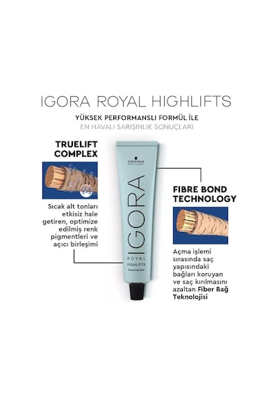 Schwarzkopf Igora Royal Highlifts Saç Boyası 60 Ml 12-2 Çok Açık Sarı Küllü