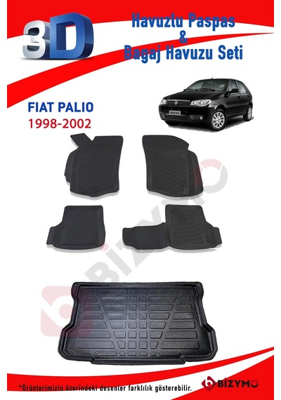 Fiat Palio 1998-2002 3D Paspas Ve Bagaj Havuzu Seti Bizymo Siyah