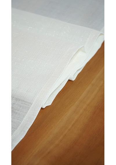 Simli Keten Runner Püsküllü, Kırık Beyaz, 45x150cm Çok Renkli