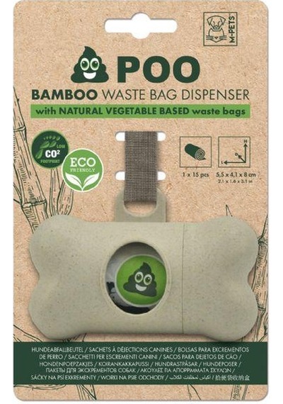 M-Pets Bamboo Tuvalet Poşet Kutusu ve 15 Rulolu Poşet