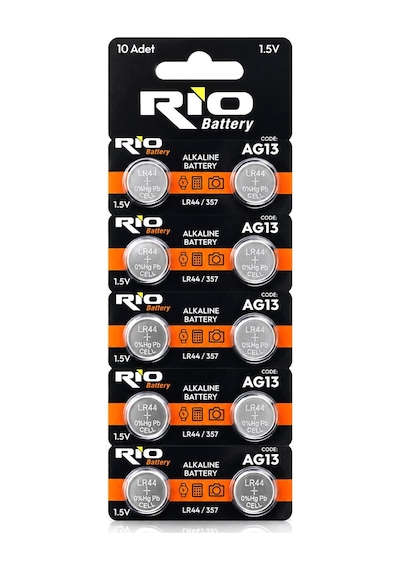 Rio Battery Ag13 Lr44/357 Alkalin Düğme Pil 1.5v 10'lu Kart