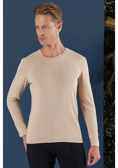 Efor Ts 870 Slim Fit Bej Spor T-shirt Bej