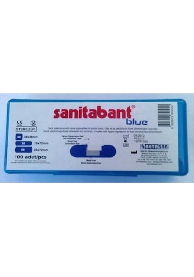 Sanitabant Mavi Metalli Yara Bandı 100 Adet