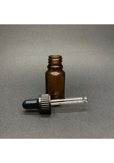 Kahverengi Cam Damlalıklı Şişe  Siyah Plastik Kapak  10 ML