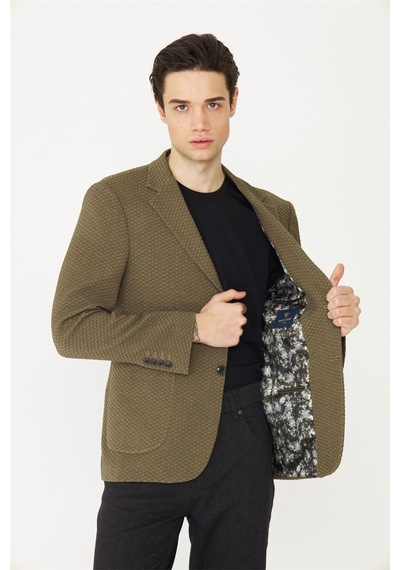 Yeşil Hafif Dokulu Blazer Ceket Yeşil