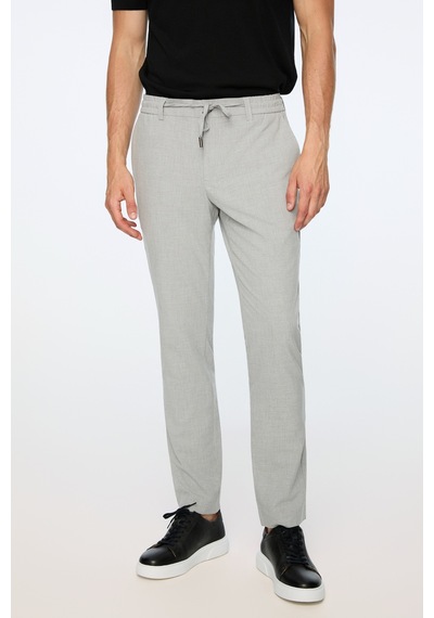 Morven Erkek Gri Poliviskon Trend Düz Slim Fit Jogger Pantolon 26ms003040100 Gri