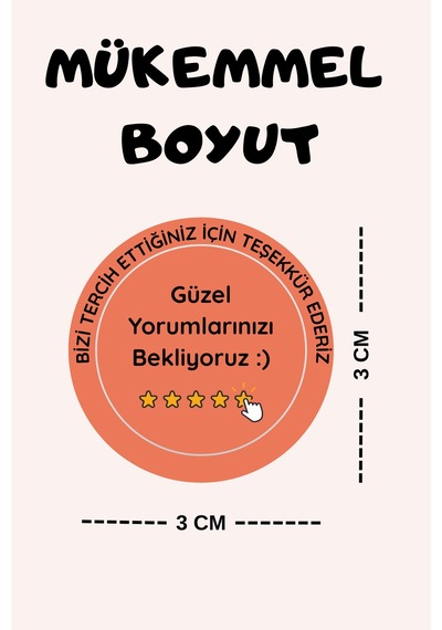 Teşekkür Sticker Etiketi 175 Adet Yuvarlak Etiket A4 5 Sayfa Çok Renkli
