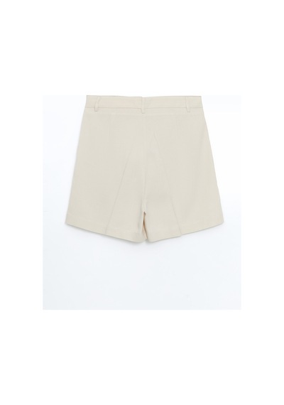 Lcw Vision Bej Loose Fit Keten Karışımlı Kadın Şort