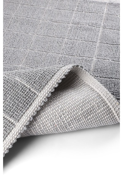 Grid Doğal Pamuklu 2'li Banyo Paspas Seti 60x100+50x60 Cm Gri Gri