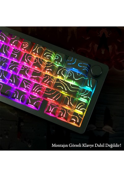 Contourline Keycaps 130 Adet Klavye Tuşu Tam Set Çatlak Işıklı Tuş Takımı
