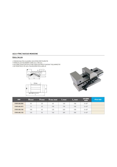 Fett 125mm Krasnic Açılı Pimli Hassas Mengene