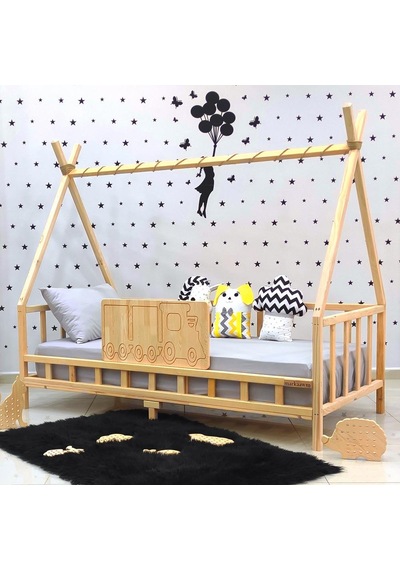 Markaawm Montessori Yatak Ahşap Karyola Çocuk Ve Bebek Beşiği Tren Akçaağaç