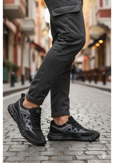Pepita E097 Rahat Özel Tasarım Günlük Sneaker Erkek Spor Ayakkabı Siyah