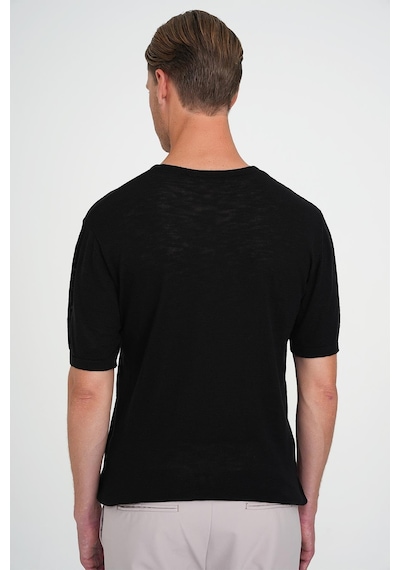 Efor Comfort Fit Bisiklet Yaka Kısa Kol Spor Siyah Triko Tr 881 Siyah