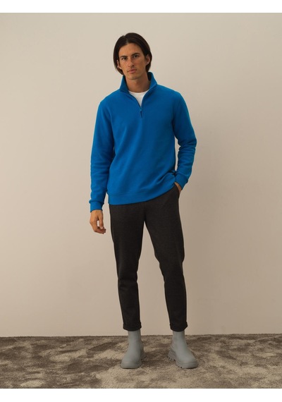 Xint Mavi Pamuk Dokulu Regular Fit Sweatshirt 300290