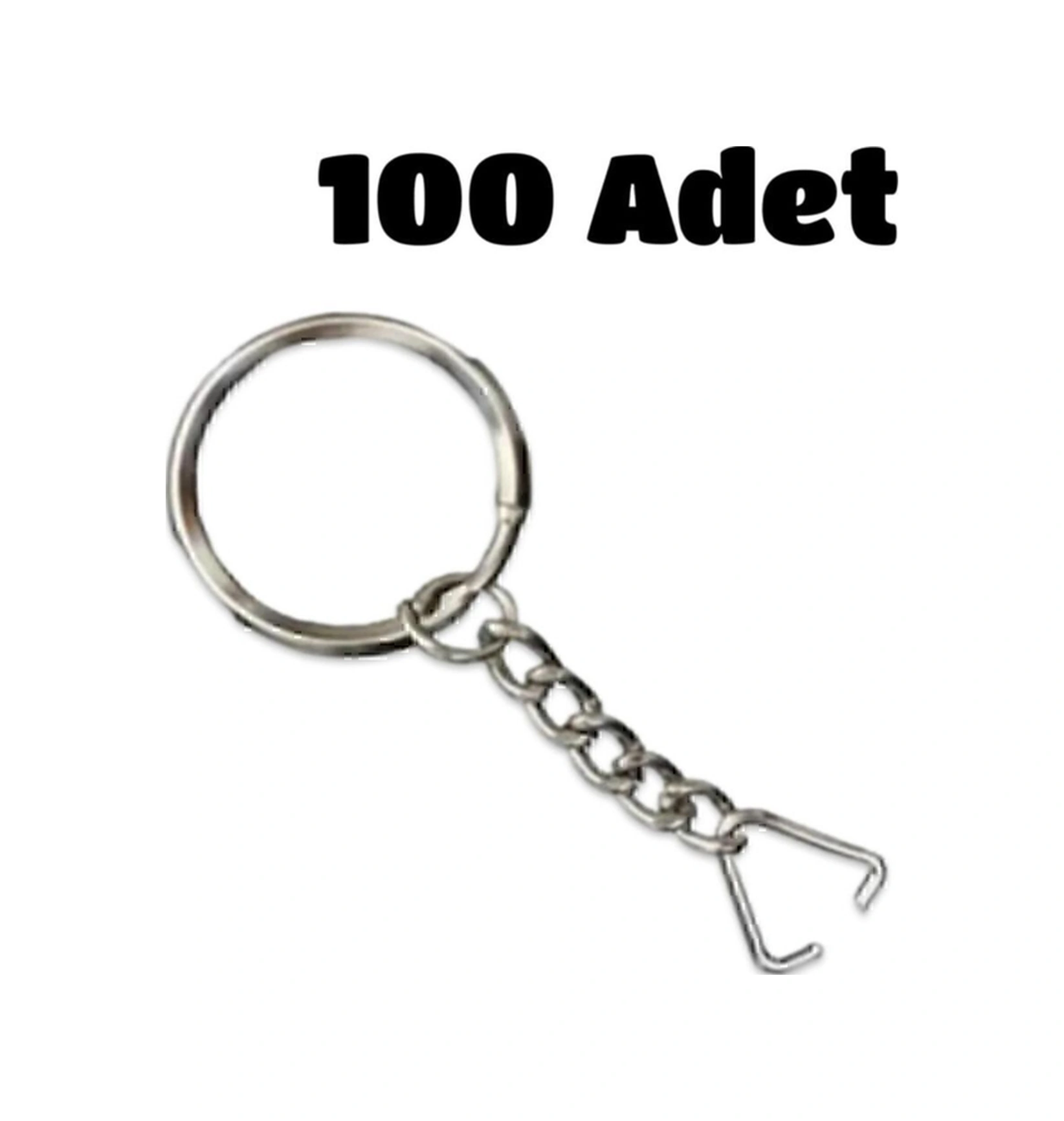 100lü Anahtarlık Halkası Zincirli Üçgen Aparatlı
