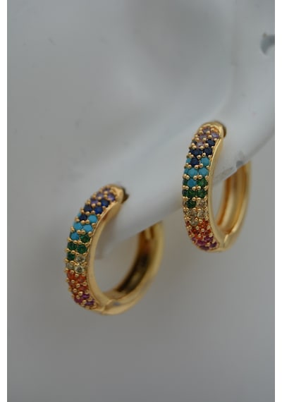 Stoneagejewellery Stoneage Zirkon Taşli Kilitli Küpe N11.88570 Çok Renkli