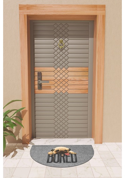 Rugmood Modern Dijital Paspas Gri Pug Bored Paspas - Kapı Önü Paspası