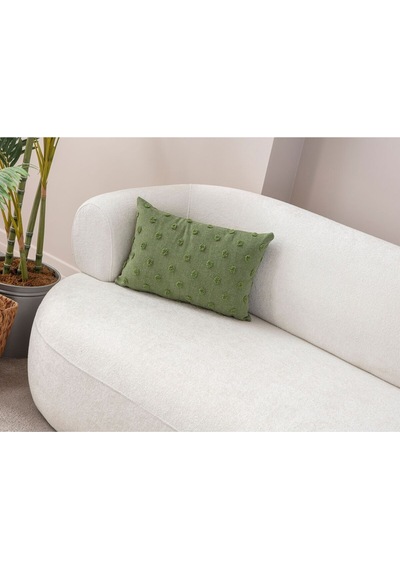 Swita Home Dekoratif Puantiye Keten Kumaşlı Kırlent Kılıfı 30x50 Yeşil