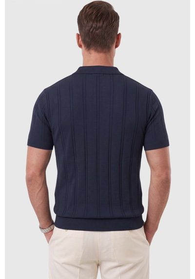 Deepsea Erkek Fermuarlı Polo Yaka Çizgi Dokulu Lacivert Triko Tişört Regular Fit Yumuşak Dokulu 2608007 Deepsea Erkek Fermuarlı Polo Yaka Çizgi Dokulu Lacivert Triko Tişört Regular Fit Yumuşak Dokulu 2608007