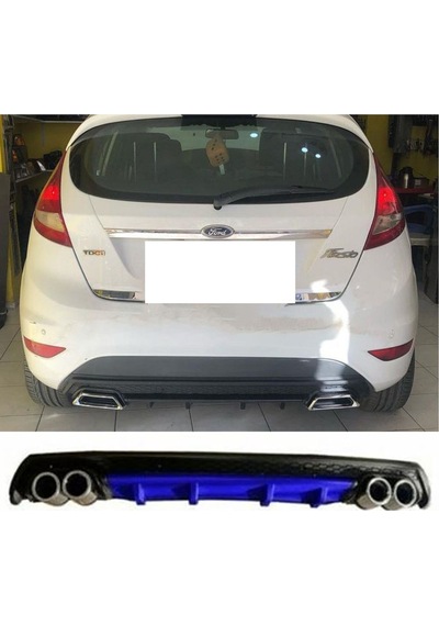 Ford Fiesta Mk7 Uyumlu Mavi Difüzör Çiftli Yuvarlak Egzoz Görünümlü D Tip Difizör