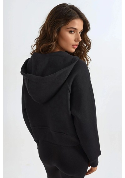Hiccup Rahat Kesim Kapüşonlu Fermuarlı Hoodie Siyah