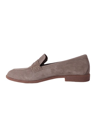 Hobby Ayakkabı Hobby Kadın Süet Penny Loafer Babet Ayakkabı Vizon
