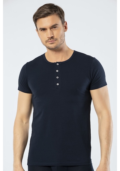 Cacharel Erkek Bisiklet Yaka Düğmeli T-shirt 1308/lacivert Lacivert