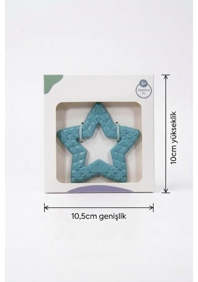 Tr Yıldız Şekilli Diş Kaşıyıcı, Bpa İçermeyen, Kabartılı, Pastel Turkuaz, 3+ Ay Genel