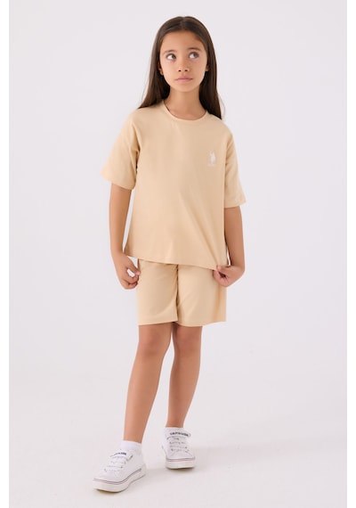 U.S. Polo Assn. U.s. Polo Assn Kız Çocuk Krem Bermuda Takım Us1848-c-v57 KREM