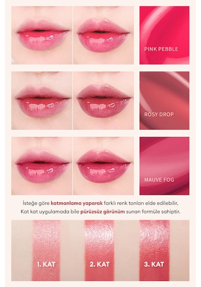Uzun Süre Kalıcı Nemli Bitiş Sunan Parlak Tint Dare Tint Dewy Drop Rosy Drop 0